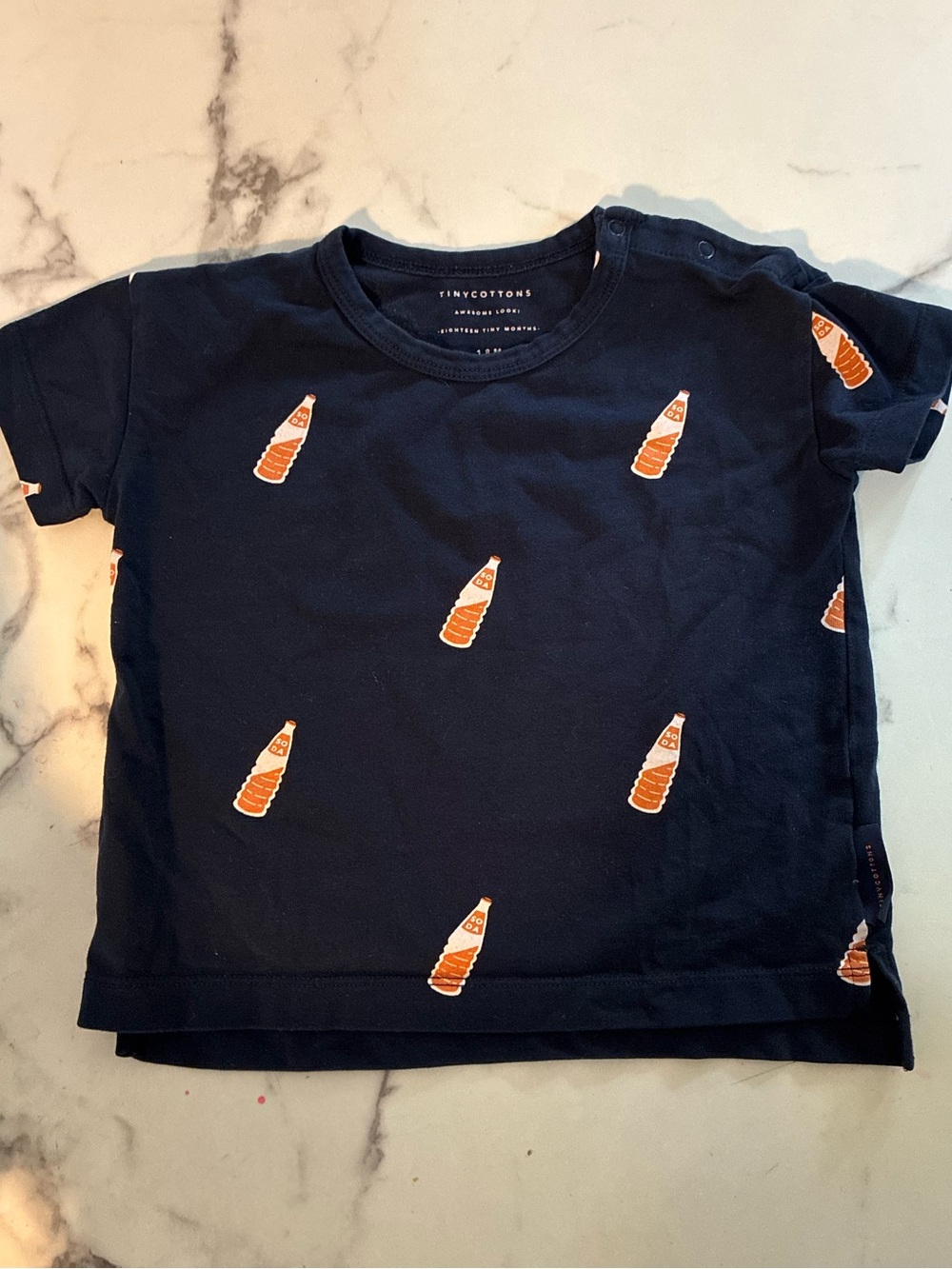 Tinycottons Navy Short-Sleeve Tee with Orange Bottle Motif